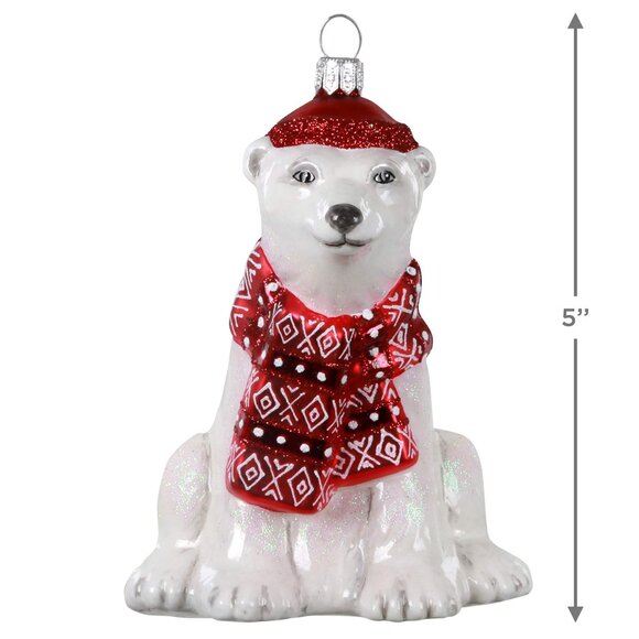 New! Dapper Bear Glass Hallmark Keepsake Christmas Ornament 2020 Polar Bear - Picture 3 of 5
